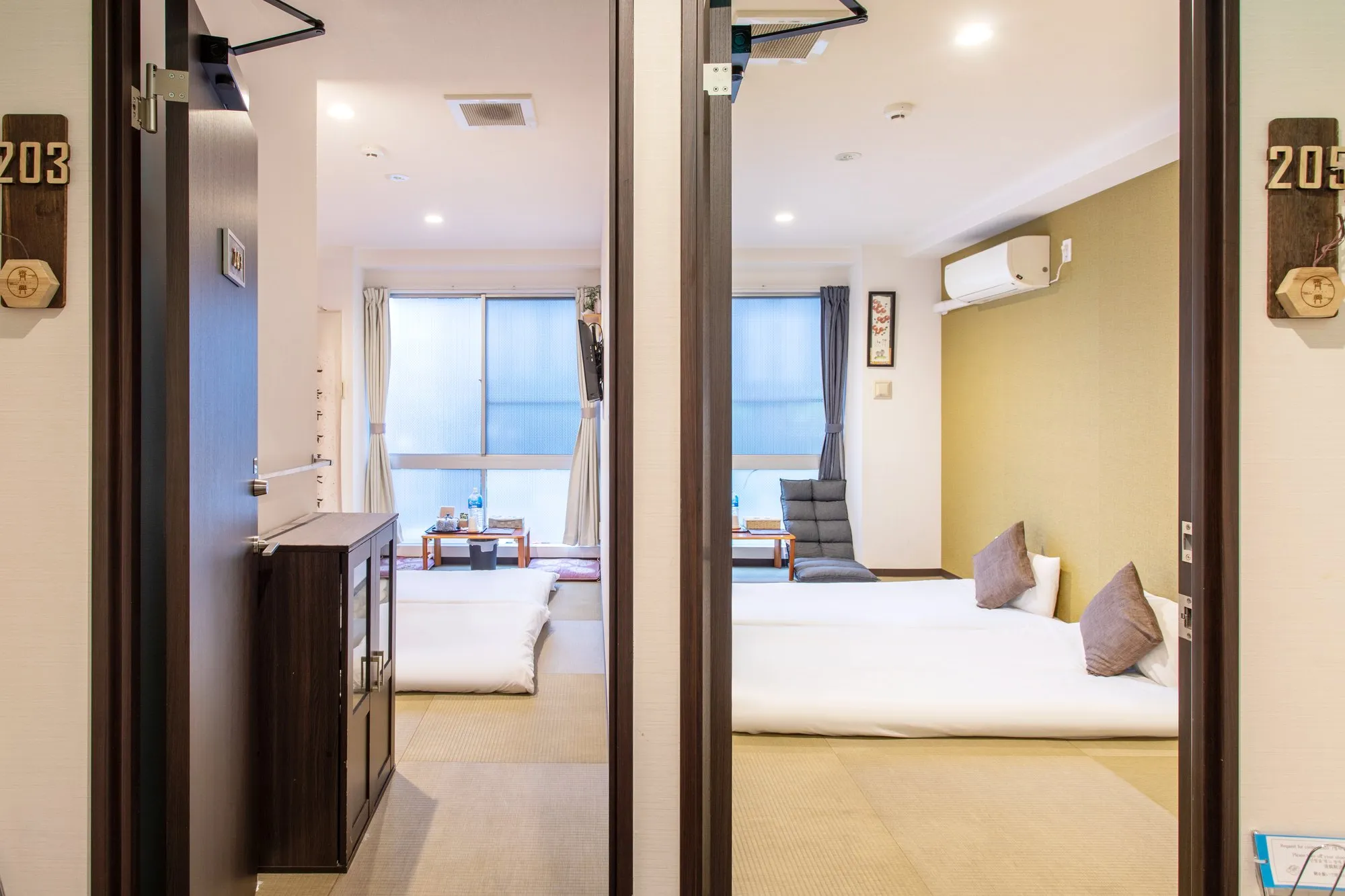 Two connecting tatami rooms of the family suite